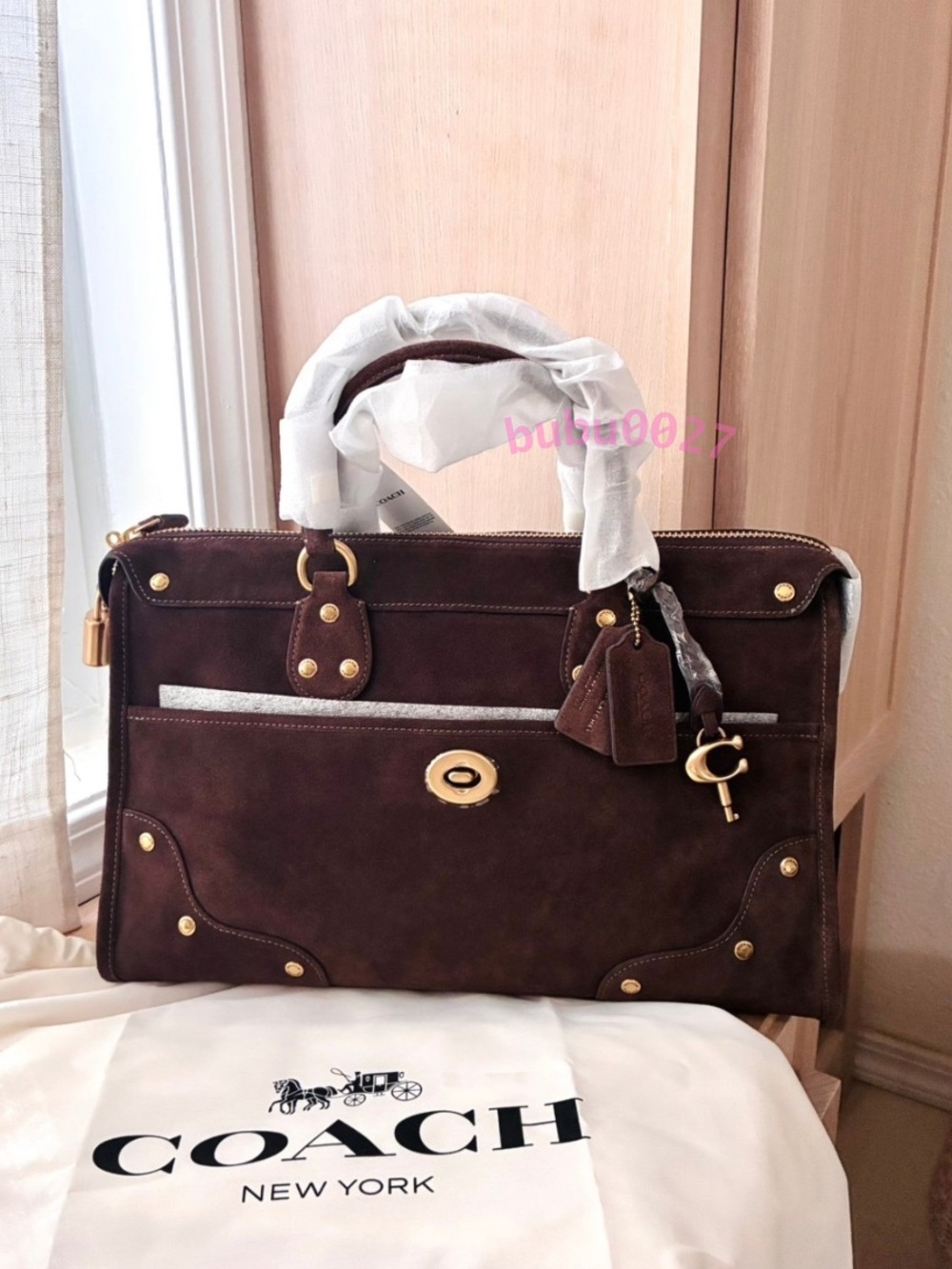 NWT🤎Coach Rhyder Suede Satchel Bag 38 CFN86 Dark Chocolate Brown Y2k Fall